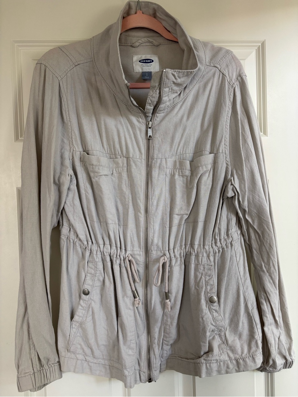 Old Navy Women's Light Taupe Drawstring Utility Jacket